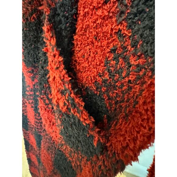 NWT ~ SKIMS Unisex Red Black Brick Buffalo Check Cozy Knit Onesie Size XXS/XS - Picture 6 of 7